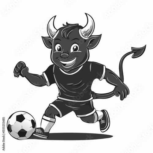 Wallpaper Mural Horned devil is happily playing soccer dribbling a ball image vector on white background Torontodigital.ca