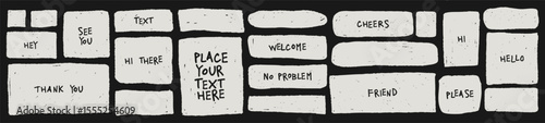 Irregular rough hand-drawn rectangles with chalk texture on dark background for school notes, whimsical stickers, classroom graphics or planner labels.