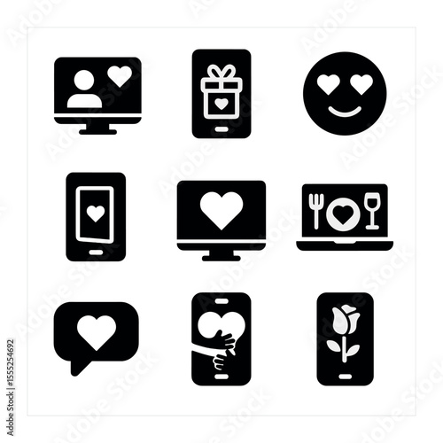Visionary Art Icons. Solid, filled icons set of visionary art lines: contour mind, radiating beams, echo
