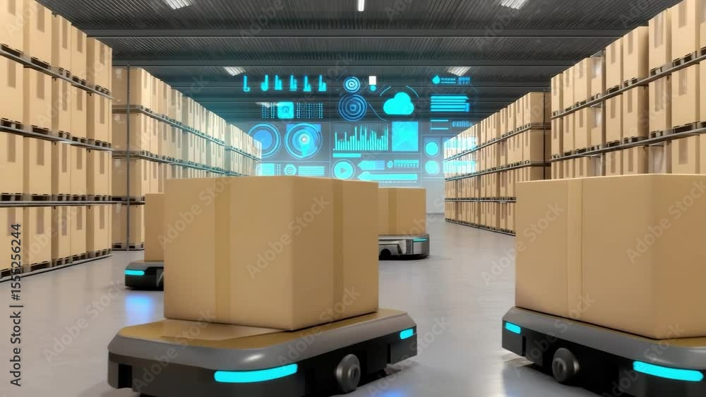 Autonomous Mobile Robots Transporting Goods in a Modern Warehouse ...