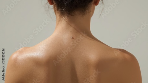 Close-up of smooth female back skin healthy clean body care beauty wellness concept neutral background natural light calm atmosphere ideal for skincare spa health promotion