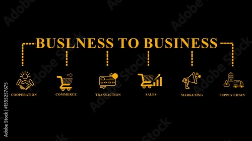 Business to business banner web icon vector illustration concept with icon of cooperation, commerce, transaction, sales, marketing, supply chain