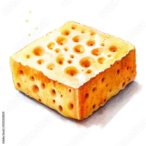 Sponge, watercolor painting vector, isolated on a white background.