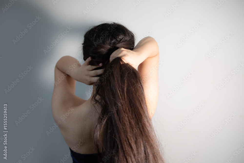 young woman with long hair young woman with long hair