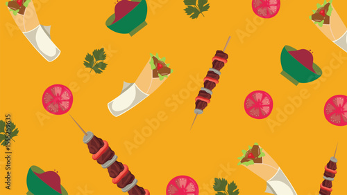 Wrap and tomato kebab background