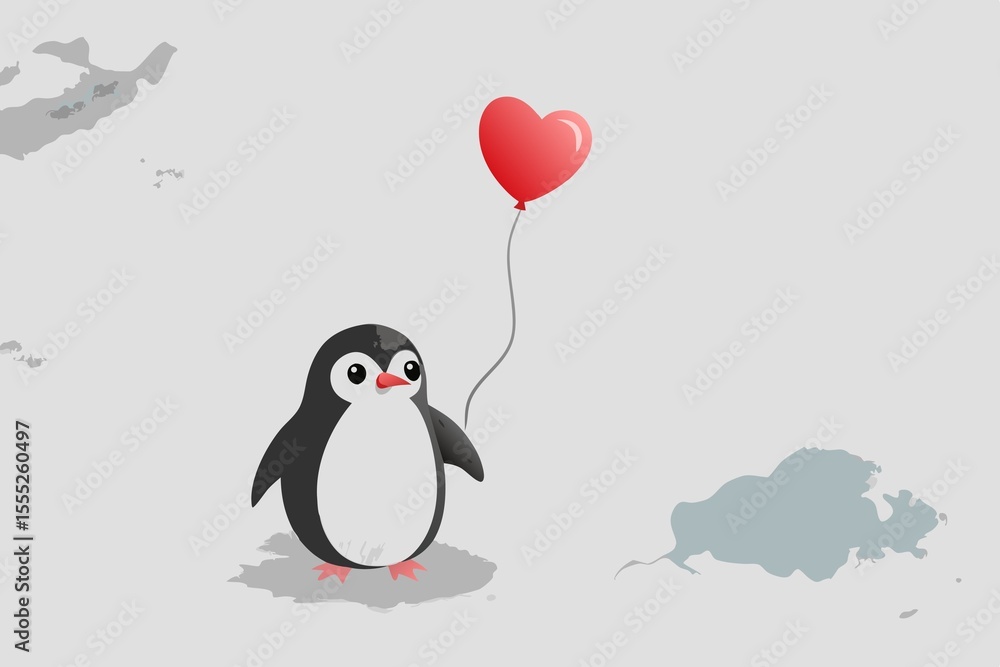 Fototapeta premium One birds on a branch with hearts