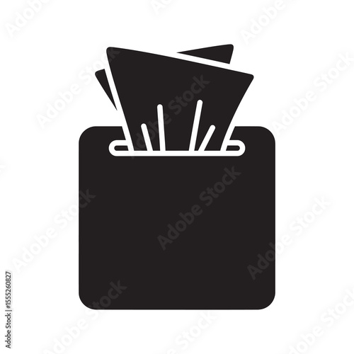 Tissue box icon for hygiene and cleaning paper napkins for personal use in case of a cold or for wiping hands a home or office supply vector solid glyph icon