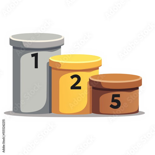 Colorful winners podium in ascending order
