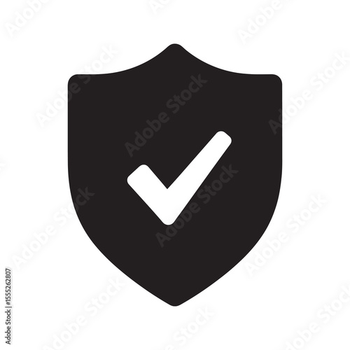 Security shield icon with checkmark for protection and safety a symbol for verified guarantee and trust in data and system antivirus software vector solid glyph icon