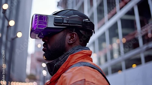 Worker vr headset city