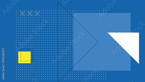 Blue modern interface with triangle and square background