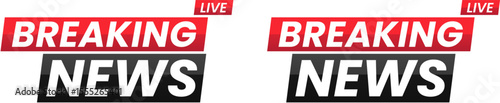 Twin Breaking News icons with red upper block and black lower block for app alert badges, stream overlays, or website news sections