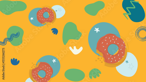 Chef hat and bagel bakery background