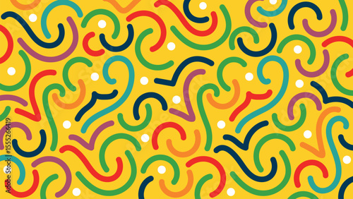 Whimsical yellow abstract squiggle background