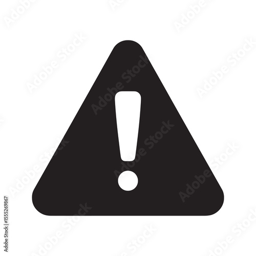 Warning sign icon in a triangle shape with an exclamation mark representing a hazard alert a danger caution and a risk of system error vector solid glyph icon
