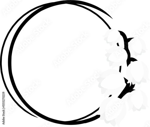White Lily of the Valley in a Circle Frame Design
