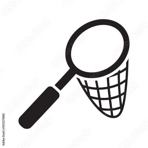 Butterfly net icon for catching insects as a hobby representing entomology and the collection of bugs for science or a children's game vector solid glyph icon