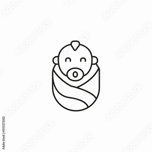 swaddled baby pacifier icon sign vector