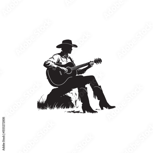 Cowboy Serenade: Guitarist in the Wild West