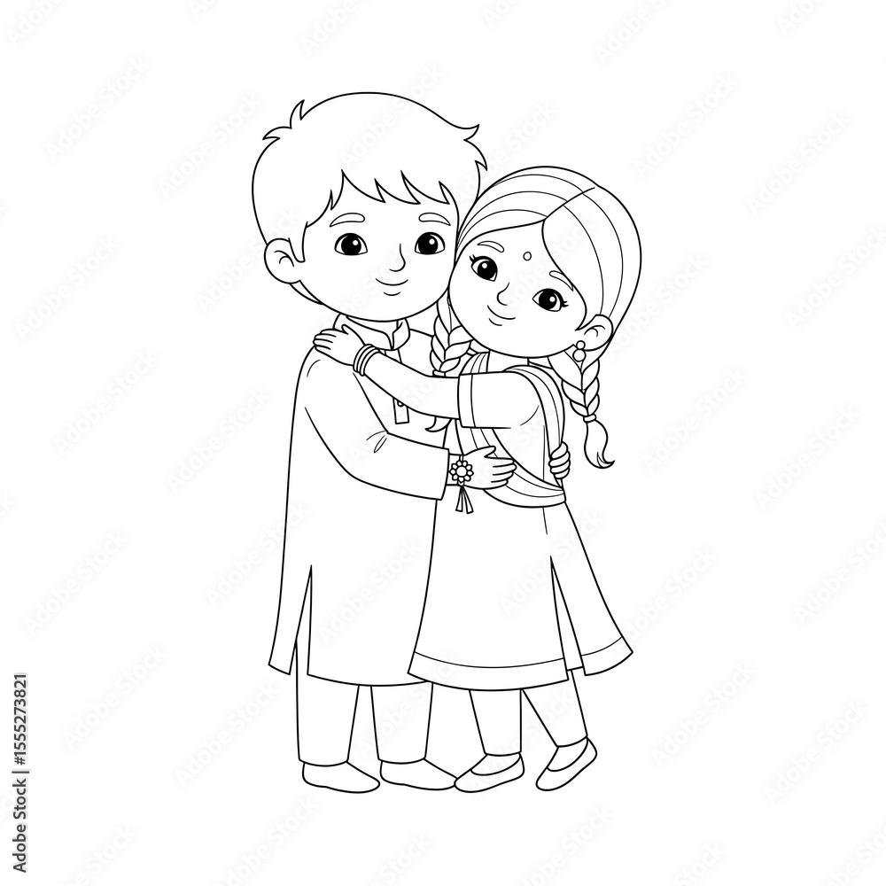Cute cartoon indian boy and girl hugging each other isolated on transparent background Cute cartoon indian boy and girl hugging each other isolated on transparent background