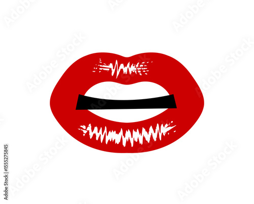 Wallpaper Mural red lips isolated on white, Red Lips with Black Bar, Abstract Mouth Design, Pop Art Lips, Lipstick Icon, Sexy Red Lips,  Torontodigital.ca