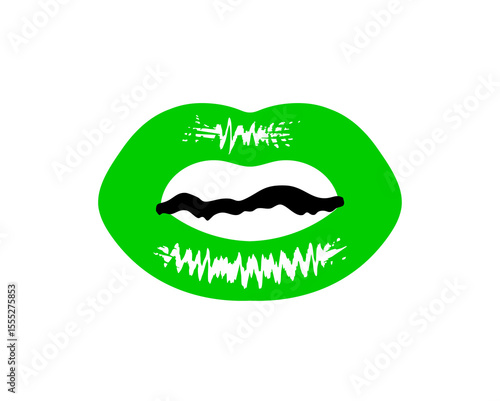 Wallpaper Mural vector illustration of lips, Abstract Green Mouth, Pop Art Lips, Unique Lip Graphic, Bold Green Lipstick, Artistic Lip Illustration, Torontodigital.ca