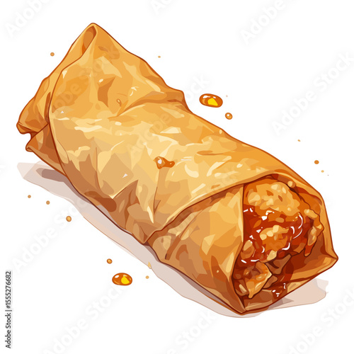 Golden Fried Lumpia Spring Roll Illustration