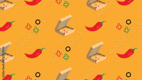 Spicy pixel food flame red digital background
