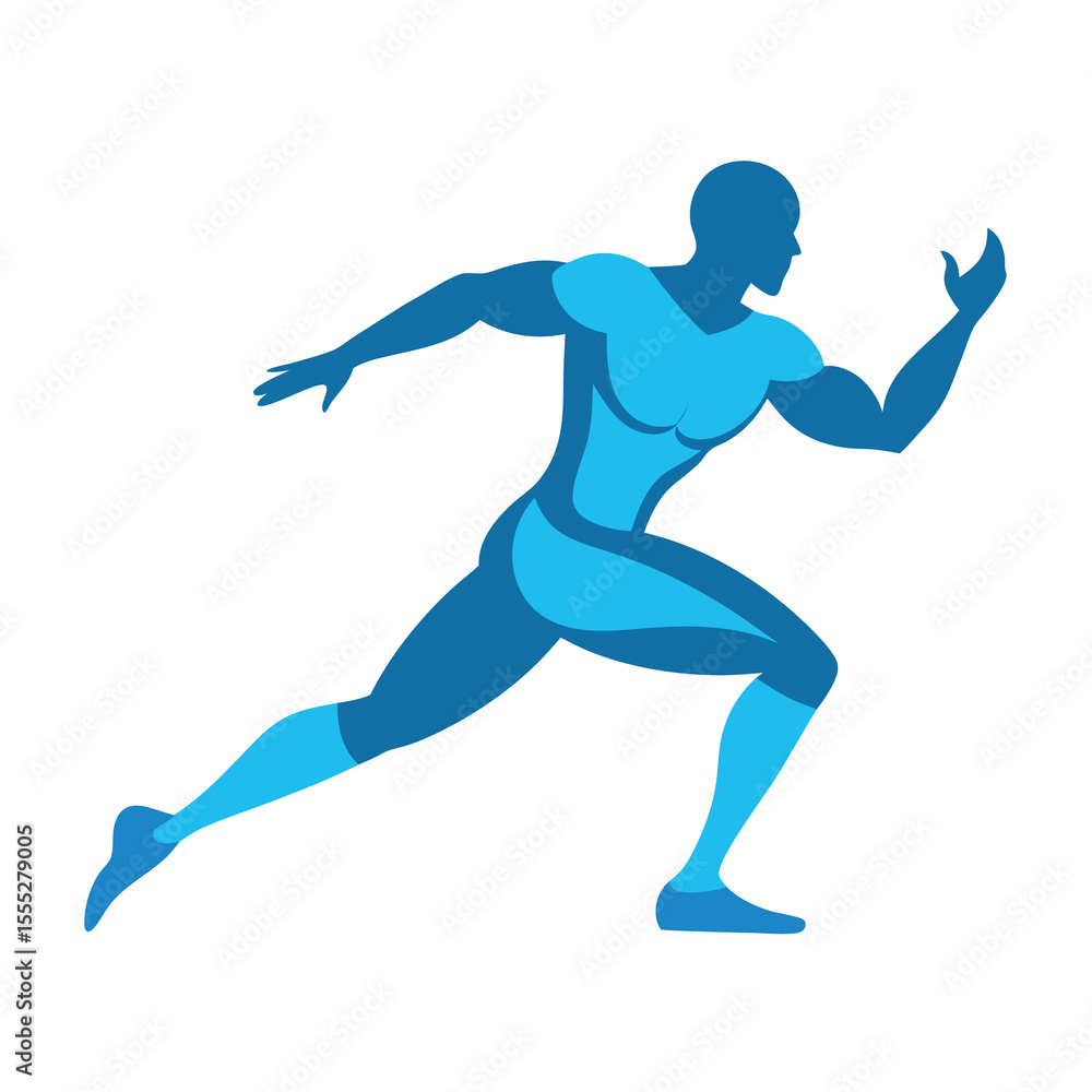 Fototapeta premium Dynamic Running Man Vector - Athletic Male Figure in Motion for Sport, Fitness & Performance isolated on white background 