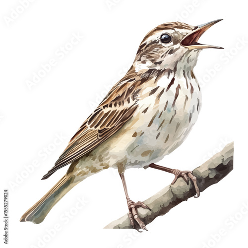 watercolor of Skylark, vector, isolated on a white background.
