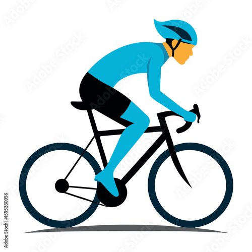 Vibrant Cyclist on Road Bike Vector - Dynamic Rider with Blue Gear for Sport & Active Lifestyle isolated on white background


