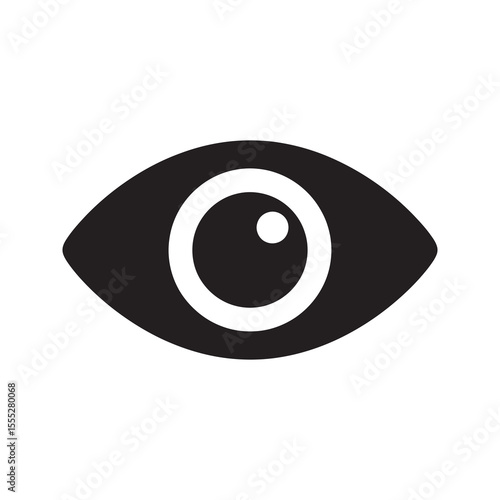 Human eye icon representing vision sight observation and monitoring for concepts like security surveillance biometrics and visual perception awareness vector solid glyph