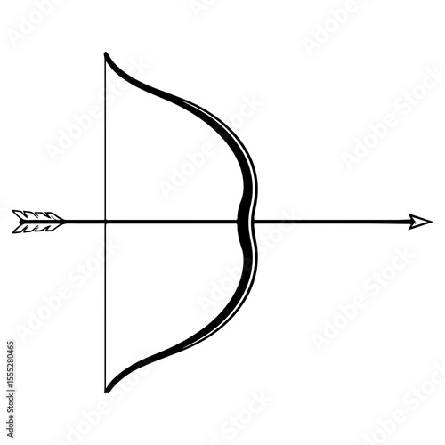 Minimalist Bow and Arrow Line Art Silhouette