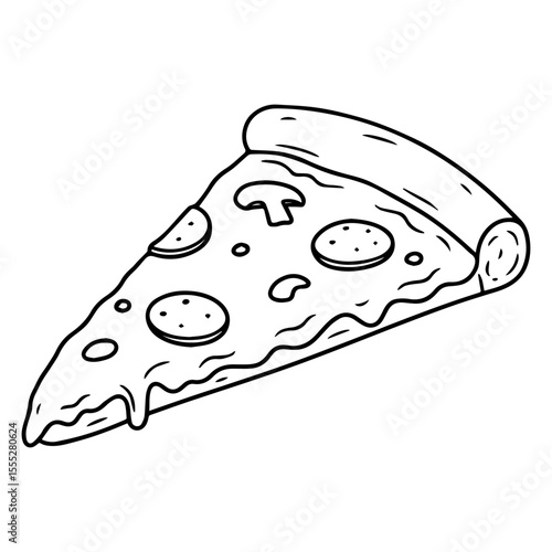 Minimalist Pizza Slice Line Art Silhouette