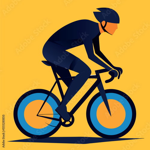 Professional Road Cyclist Riding Bicycle - Dynamic Sports Illustration for Health and Fitness