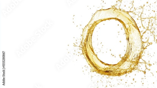 Gold liquid splash forming a circular shape.