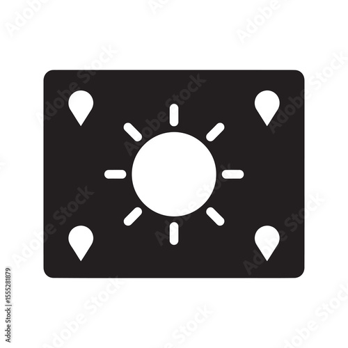 Vitamin D supplement icon with a pill blister pack and a sun symbol representing a health supplement for bone health and immunity vector solid glyph icon