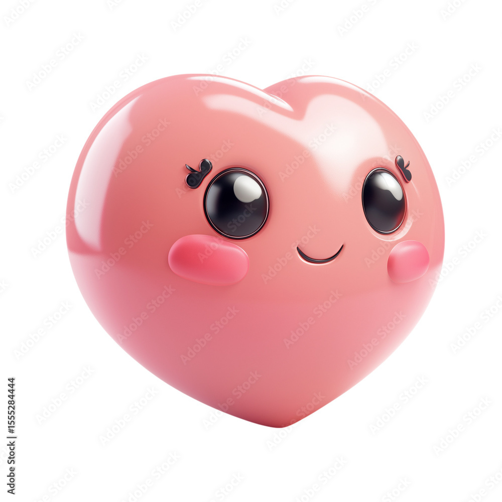 Fototapeta premium Pink heart cartoon illustration isolated on a white background