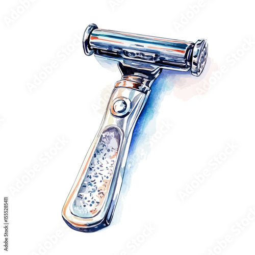 watercolor vector of Shaving Razor, isolated on a white background.