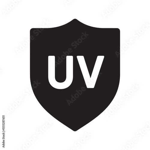 UV protection shield icon for blocking ultraviolet radiation a symbol of sun safety and skincare defense for guaranteed skin health vector solid glyph icon