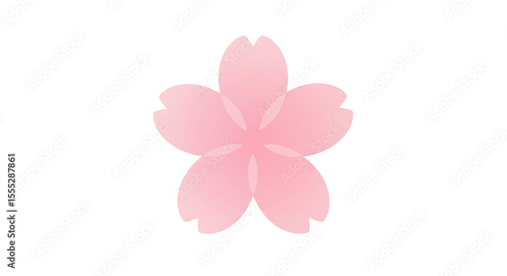 A soft pink cherry blossom flower with five rounded petals and subtle gradients, emoji vector on white. A soft pink cherry blossom flower with five rounded petals and subtle gradients, emoji vector on white.