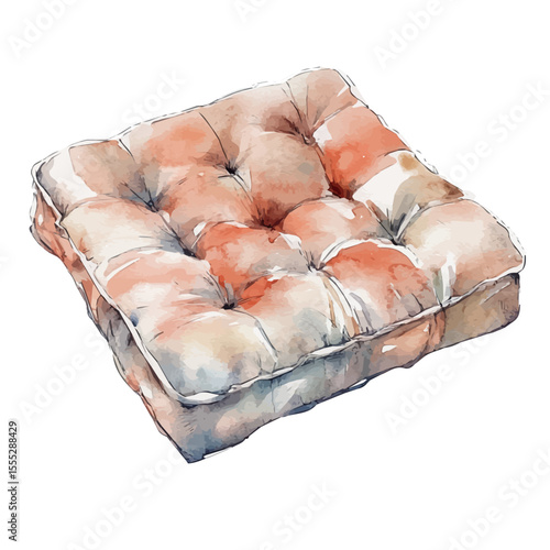 Seat Cushion, watercolor vector, isolated on a white background.