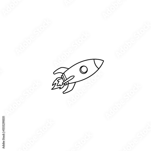 Minimalist Rocket Line Art Silhouette