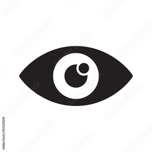 Vision icon with an eye representing sight observation and a viewpoint for surveillance a business strategy or a creative outlook vector solid glyph icon