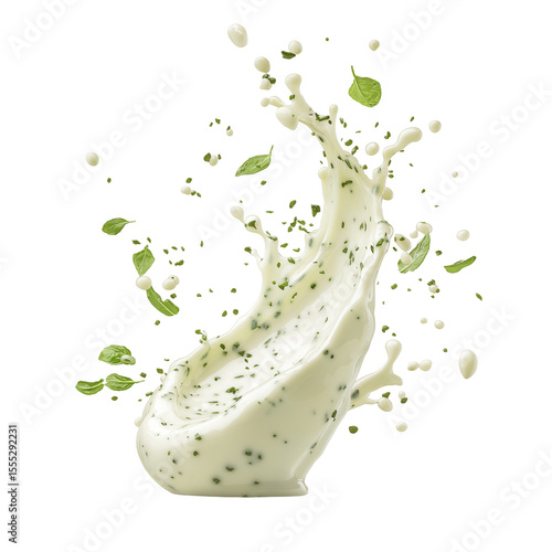 Ranch dressing splash isolated on a white background