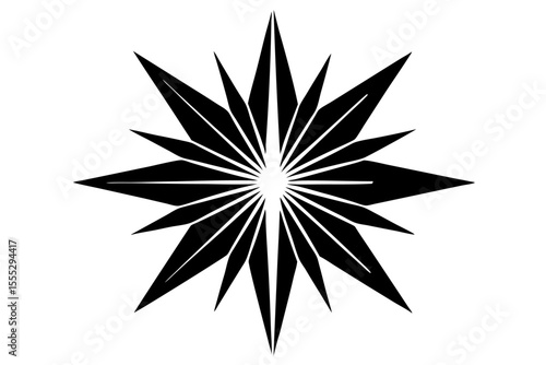 Black and white star floral tattoo: a vector illustration of a tribal star with decorative plant elements