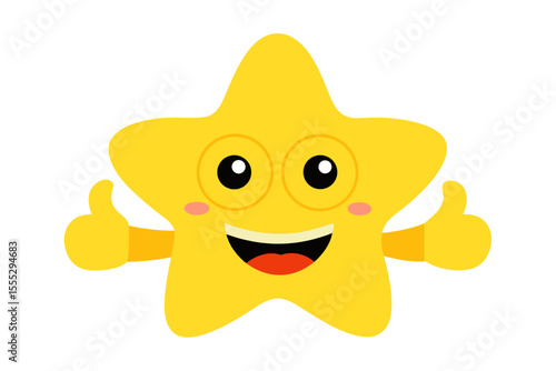 A cute, funny, yellow sun cartoon character with a happy smiling face, perfect as a vector illustration or a fun icon