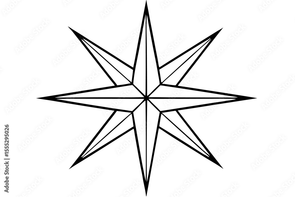 Fototapeta premium Golden 3D vector illustration of a shiny Christmas star compass rose design