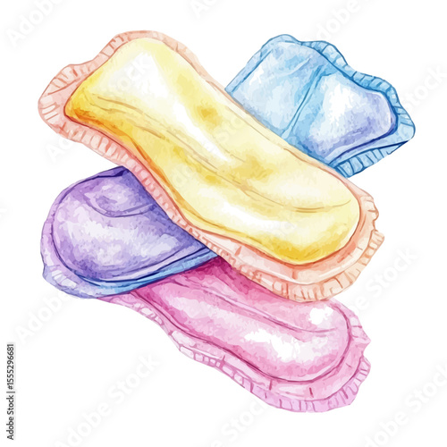 Sanitary Pads, watercolor vector, isolated on a white background.