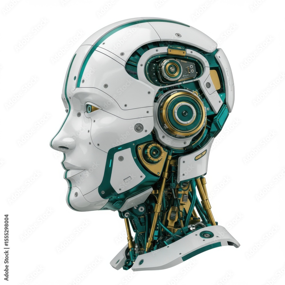 Fototapeta premium Futuristic robot head technology concept design machine learning
